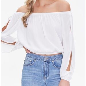 *HPx2!* NEW F21 off-shoulder slit sleeve top